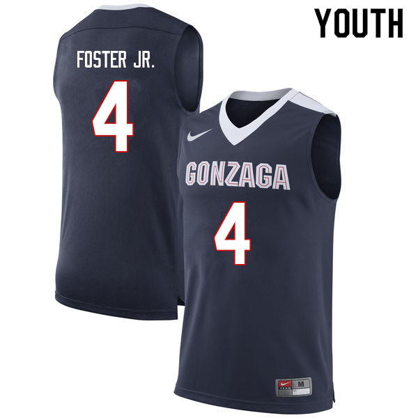 Youth Gonzaga Bulldogs #4 Greg Foster Jr. College Basketball Jerseys Sale-Navy - Click Image to Close